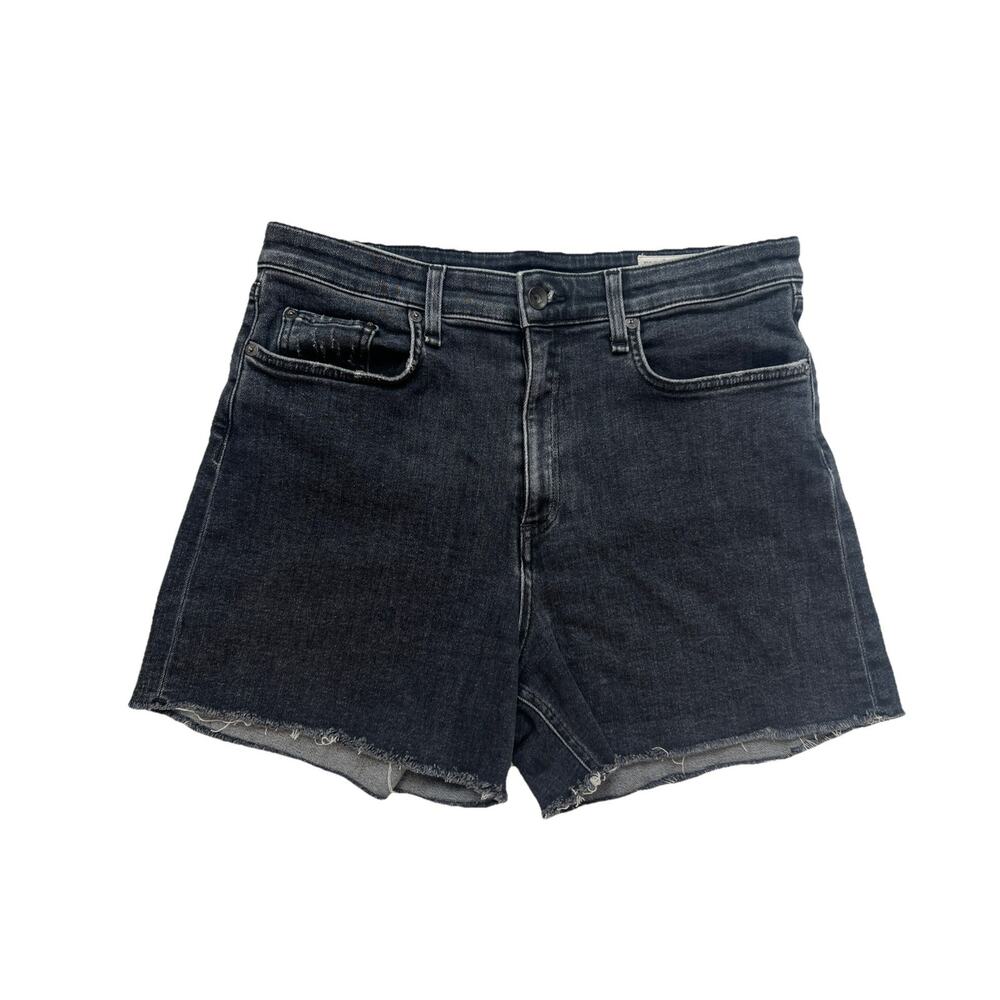 Rag & Bone Nina High Rise Denim Shorts Womens 31 Washed Black Raw Hem Festival